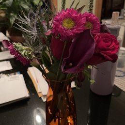 They have lovely flower arrangements. This one is a few days old. They have lovely flower arrangements. This one is a few days old.