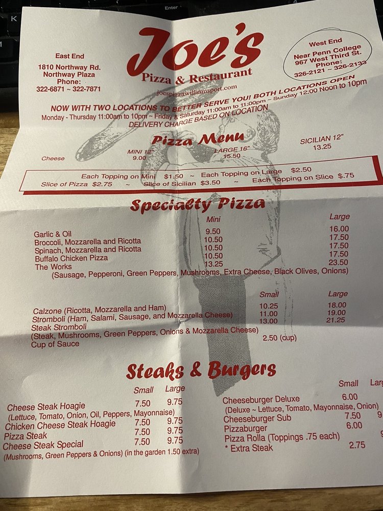 Food from Joe's Pizza West End