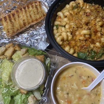 Corner Bakery Cafe - Pick 2 Meal with Chicken Rosa Pasta - NEW, Chicken Orzo Soup, Caesar Salad, and Side of Toasted Garlic Bread - Breakfast & Brunch Near Me - Henderson, Nevada