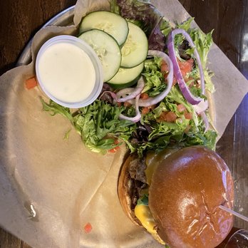 Bites and Pints Gastro Pub - Breakfast Burger with a side salad - Gastropubs Near Me - Greensboro, North Carolina Bites and Pints Gastro Pub - Breakfast Burger with a side salad - Gastropubs Near Me - Greensboro, North Carolina