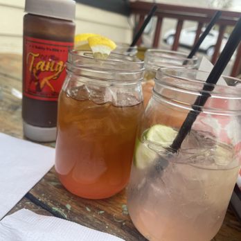 Bobby D's BBQ - Prickly Pear sweet tea and my cocktail.. I forget what it is but it had tequila and like so it was great! - Barbeque Near Me - Jerome, Arizona