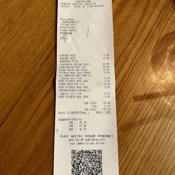 BJ's Restaurant & Brewhouse - Receipt - New American Near Me - Vacaville, California BJ's Restaurant & Brewhouse - Receipt - New American Near Me - Vacaville, California