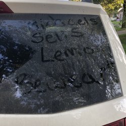 Michael's Car Center - This was my dirty window Before going in micheals.