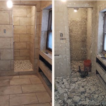 Leads Construction - Bathroom remodel, after and before. - Damage Restoration Near Me - Burr Ridge, Illinois
