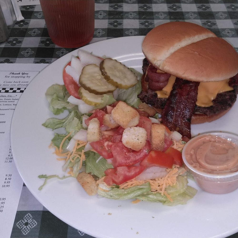 Dinky Diner - Had the Bacon Cheeseburger, with house salad. - Breakfast & Brunch Near Me - Goldfield, Nevada Dinky Diner - Had the Bacon Cheeseburger, with house salad. - Breakfast & Brunch Near Me - Goldfield, Nevada