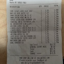 Dollar Tree - receipt to prove time and date of shopping trip