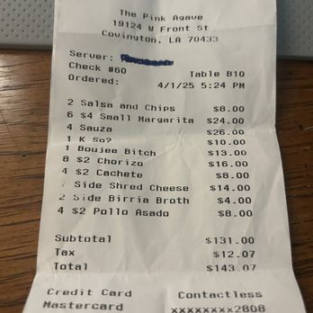The Pink Agave Of Covington - Unnecessary charges for cheese for tacos. - New Mexican Cuisine Near Me - Covington, Louisiana The Pink Agave Of Covington - Unnecessary charges for cheese for tacos. - New Mexican Cuisine Near Me - Covington, Louisiana
