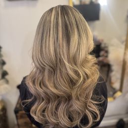 Highlights and a sew-in weave. Highlights and a sew-in weave.