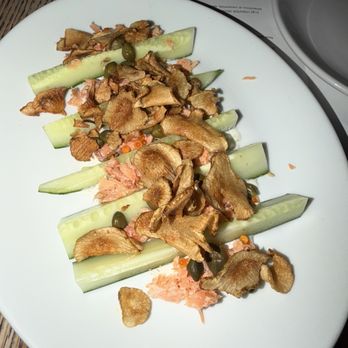 Table, Donkey and Stick - Smoked trout and cucumber - Modern European Near Me - Chicago, Illinois Table, Donkey and Stick - Smoked trout and cucumber - Modern European Near Me - Chicago, Illinois