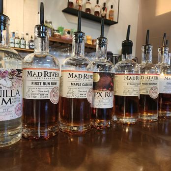Mad River Distillers - Some of their rum and bourbon at the bar - Cocktail Bars Near Me - Burlington, Vermont