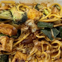 Hibachi Express & Grill - Veggie tofu and rice noodles and Miso soup.