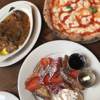 Ainslie - French toast, baked "truffle" eggs (no truffle to be found) and Margherita pizza which was good - Beer Gardens Near Me - Brooklyn, New York Ainslie - French toast, baked "truffle" eggs (no truffle to be found) and Margherita pizza which was good - Beer Gardens Near Me - Brooklyn, New York