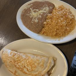Shrimp Quesadilla with Cheese, side Rice and Beans Shrimp Quesadilla with Cheese, side Rice and Beans