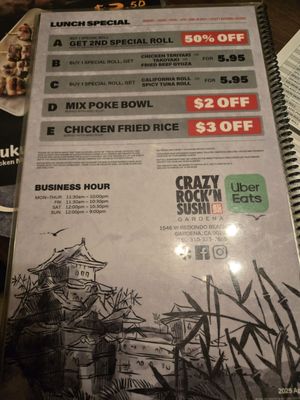 Menu photo 2 Crazy Rock'N Sushi - Gardena Gardena, CA