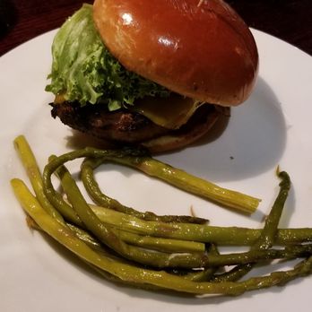 Mad Boar Restaurant & Pub - Pork burger with "premium" side of asparagus. - American Near Me - Wallace, North Carolina Mad Boar Restaurant & Pub - Pork burger with "premium" side of asparagus. - American Near Me - Wallace, North Carolina
