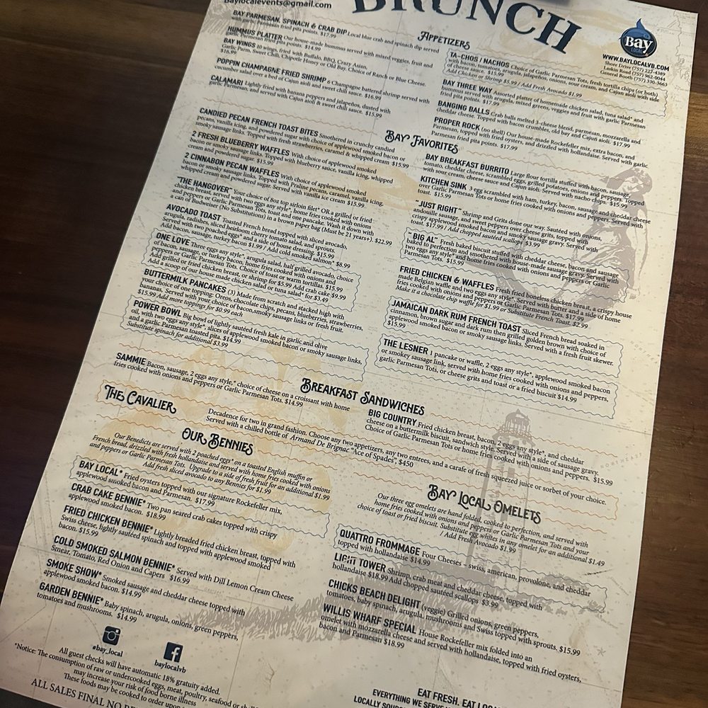 Bay Local Eatery - Brunch side menu - New American Near Me - Virginia Beach, Virginia