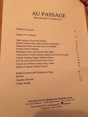 Menu photo 5 Au Passage Paris, 75