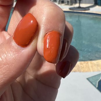 Simply Nail Bar - Polish is bumpy and messed up from not being dry before putting cuticle oil - Nail Salons Near Me - Brea, California