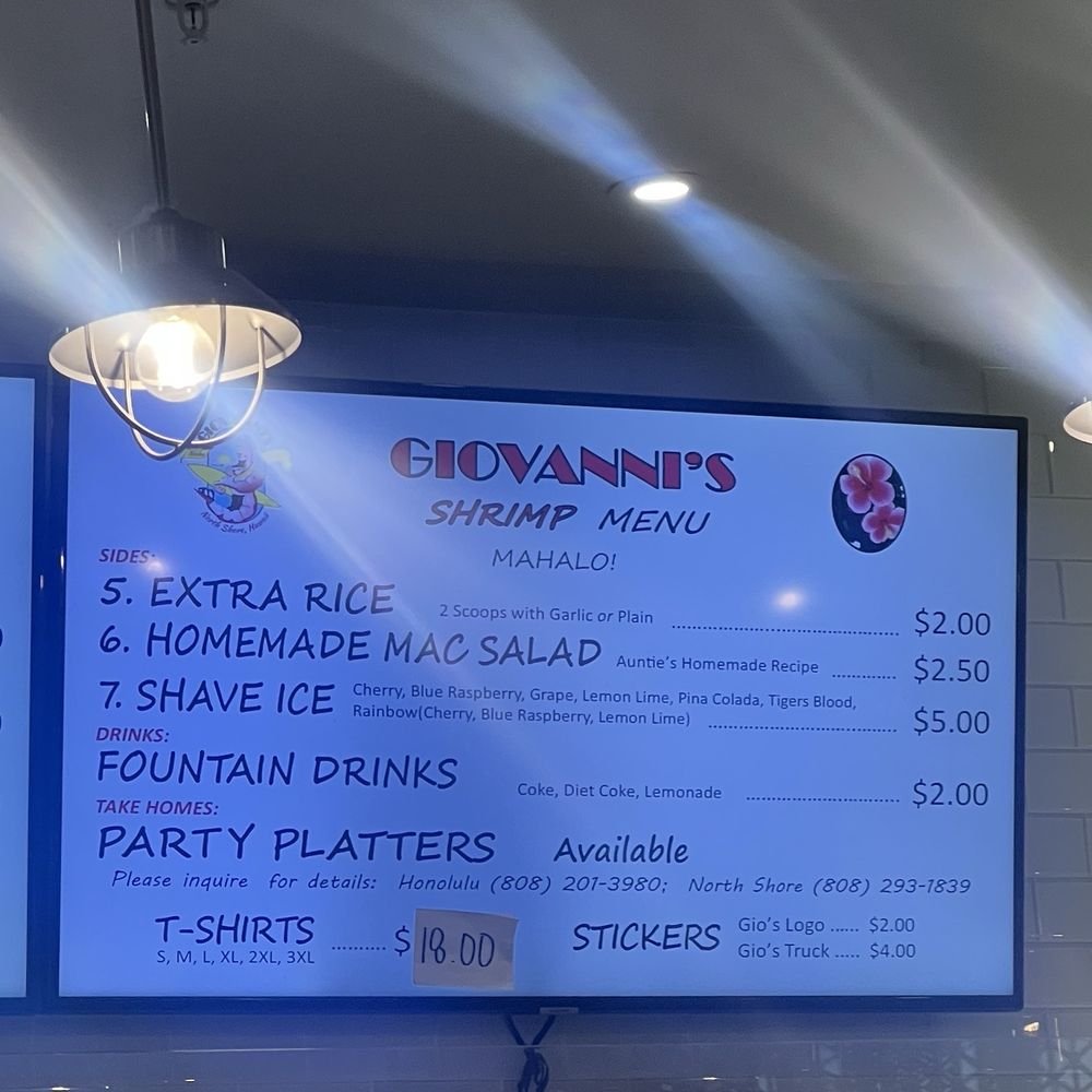 Giovanni’s Shrimp - Menu 04/2025 - Seafood Near Me - Honolulu, Hawaii Giovanni’s Shrimp - Menu 04/2025 - Seafood Near Me - Honolulu, Hawaii