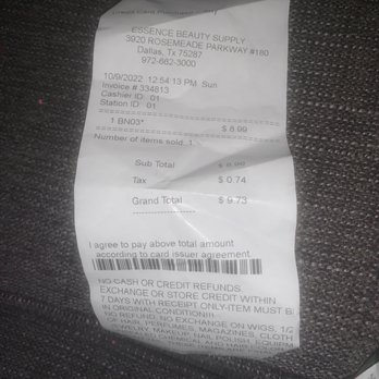 Essence Beauty Supply - as you can see i bought one thing and the price is outrageous - Cosmetics & Beauty Supply Near Me - Dallas, Texas Essence Beauty Supply - as you can see i bought one thing and the price is outrageous - Cosmetics & Beauty Supply Near Me - Dallas, Texas