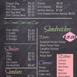 Sweet T's Snack Bar - Menu