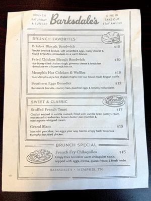 Menu photo 1 Barksdale's Memphis, TN Menu photo 1 Barksdale's Memphis, TN