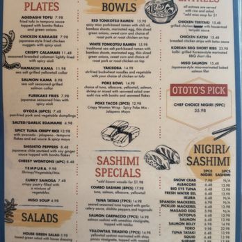 Ototo Sushi Co. - Menu 2/2 - Sushi Bars Near Me - San Diego, California