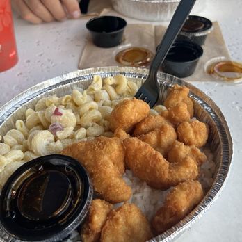 Rumbi Island Grill - Chicken tempura with white rice Mac salad - American Near Me - Draper, Utah Rumbi Island Grill - Chicken tempura with white rice Mac salad - American Near Me - Draper, Utah