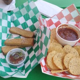 French toast sticks and chips with salsa French toast sticks and chips with salsa