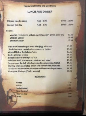 Menu photo 2 Happy Chef Bistro And Deli Flagler Beach, FL Menu photo 2 Happy Chef Bistro And Deli Flagler Beach, FL