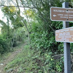 Lind Point Trail - Trail signs and guide posts leading to all sorts of beaches in St. John.