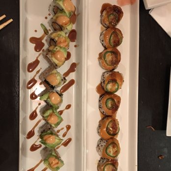 Kae Sushi - Left: dragon roll Right: jalapeño yaita roll - Sushi Bars Near Me - Coral Gables, Florida Kae Sushi - Left: dragon roll Right: jalapeño yaita roll - Sushi Bars Near Me - Coral Gables, Florida