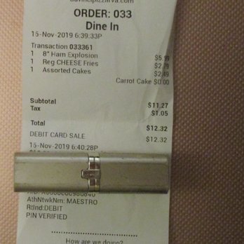 Davinci - DaVinci / Nine Mile Road: My receipt for my second visit. - Pizza Near Me - Richmond, Virginia Davinci - DaVinci / Nine Mile Road: My receipt for my second visit. - Pizza Near Me - Richmond, Virginia