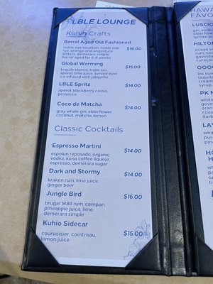 Menu photo 3 LBLE Lounge Honolulu, HI