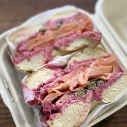 Cold Smoke Bagels - Ahhh-mazing The Classic with red horseradish cream cheese