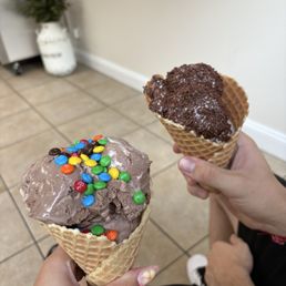 homemade waffle cone with ice cream and toppings homemade waffle cone with ice cream and toppings