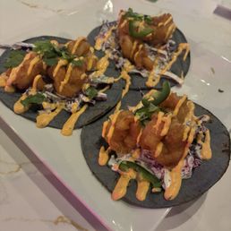 Shrimp tacos! Shrimp tacos!