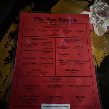 Zoo Tavern - the menu for the zoo tavern - Nightlife Near Me - Lilburn, Georgia
