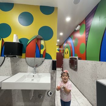 Funbox - Super cool restrooms! We loved the artsy walls! My daughter didn't want to come out! - Indoor Playcenter Near Me - Downey, California Funbox - Super cool restrooms! We loved the artsy walls! My daughter didn't want to come out! - Indoor Playcenter Near Me - Downey, California