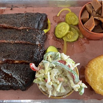 Creekside BBQ - St. Louis style ribs with horseradish coleslaw, cornbread, apple cider sweet potatoes. Very good. - Barbeque Near Me - Vancouver, Washington Creekside BBQ - St. Louis style ribs with horseradish coleslaw, cornbread, apple cider sweet potatoes. Very good. - Barbeque Near Me - Vancouver, Washington