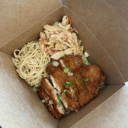 Bowl with Crispy Chicken, Sesame Noodles, and Sweet & Sour Slaw Bowl with Crispy Chicken, Sesame Noodles, and Sweet & Sour Slaw