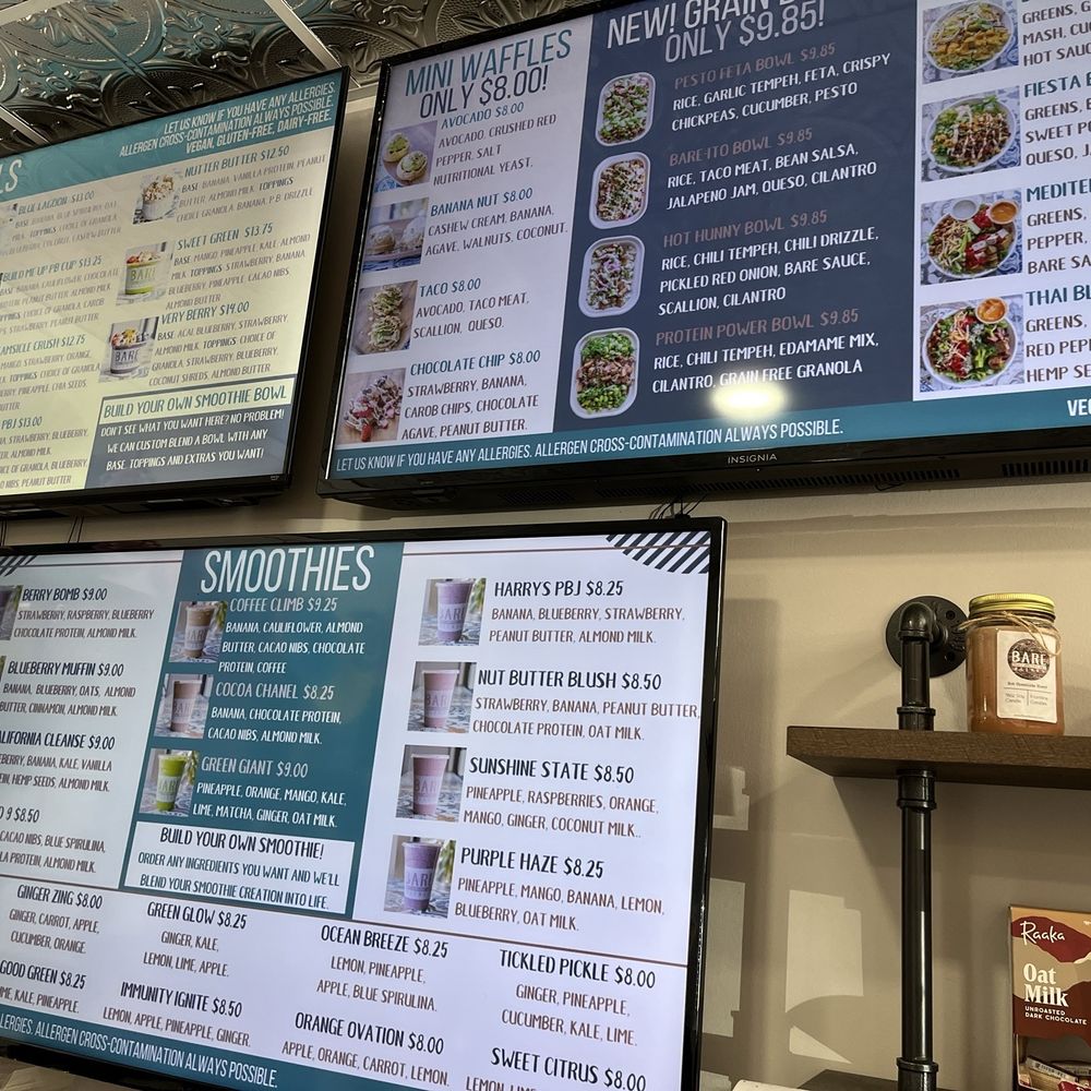 Bare Blends - Menu - Juice Bars & Smoothies Near Me - Saratoga Springs, New York