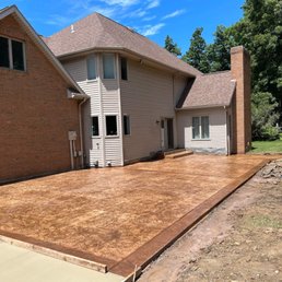 a concrete patio being built