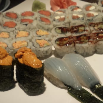 Cloud 9 Sushi - Squid, sea urchin, spicy tuna roll, Philly roll, yum yum roll, and yellowtail...All delish...minus the urchin - Sushi Bars Near Me - Cincinnati, Ohio