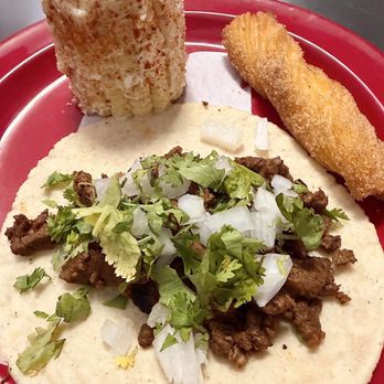 Tacos Mi Pa - Elote, Churro, and Asada Taco (very flavorful) - Tacos Near Me - Bakersfield, California