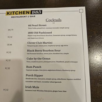 Kitchen 1883 - Cocktail menu - New American Near Me - Union, Kentucky