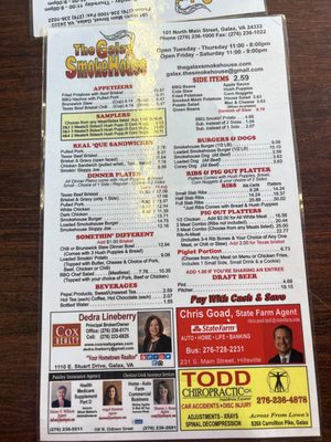 Menu photo 2 The Galax Smokehouse Galax, VA Menu photo 2 The Galax Smokehouse Galax, VA
