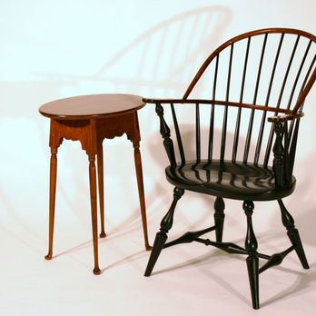 Lighthouse Woodworking - Windsor chair in ebony dye with Colonial spoon foot table in tiger maple. - Furniture Stores Near Me - Boyce, Virginia Lighthouse Woodworking - Windsor chair in ebony dye with Colonial spoon foot table in tiger maple. - Furniture Stores Near Me - Boyce, Virginia