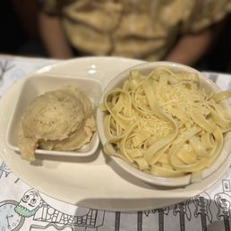 Kids butter pasta with mashed potatoes Kids butter pasta with mashed potatoes