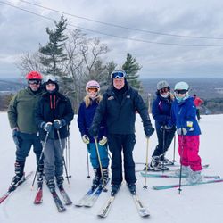 Blue Hills Ski Area - Justin, J J, Hannah, Doug, Hope and Alice prepare to cruise down Big Blue!
